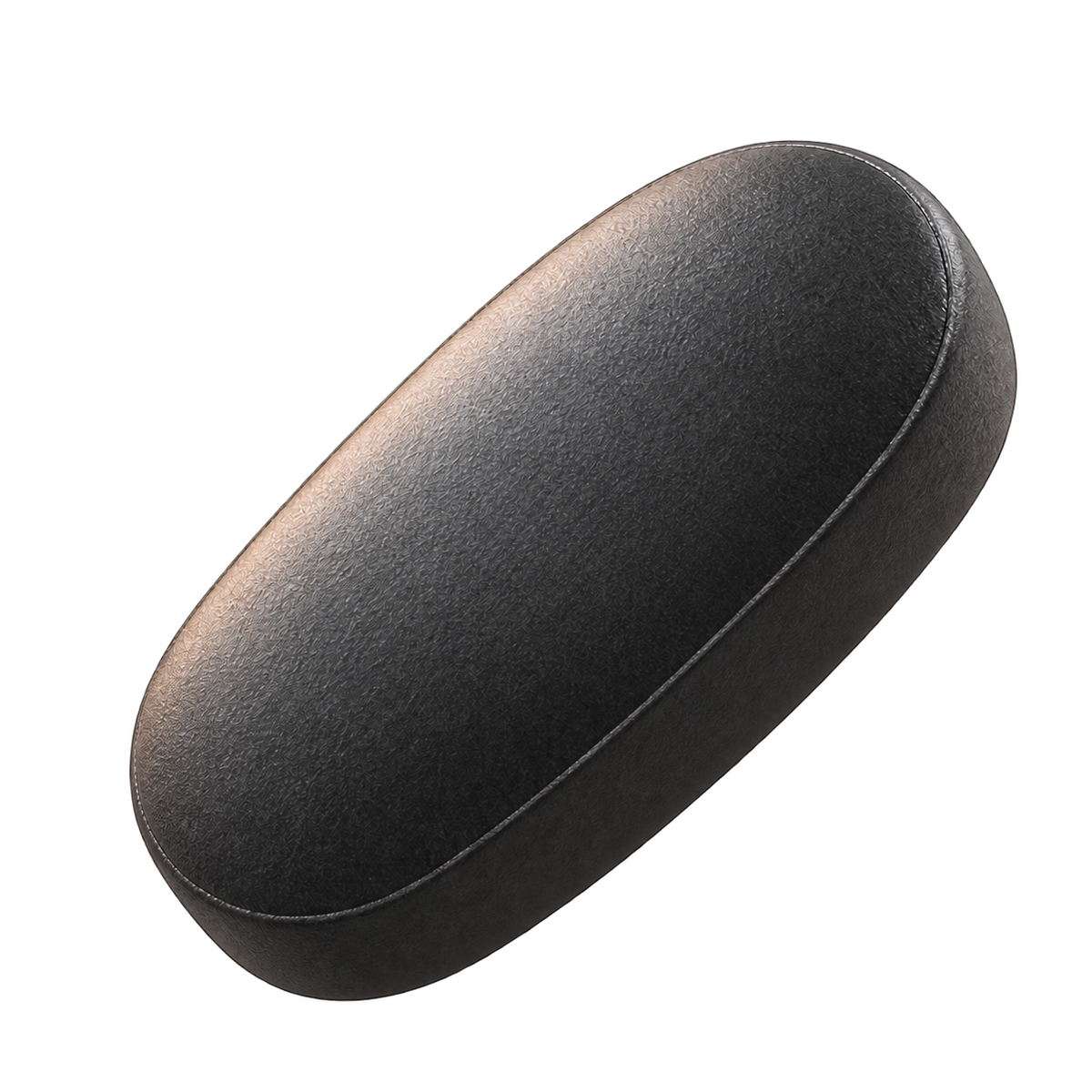 Illustrative three-dimensional charcoal pill with an unmarked surface.