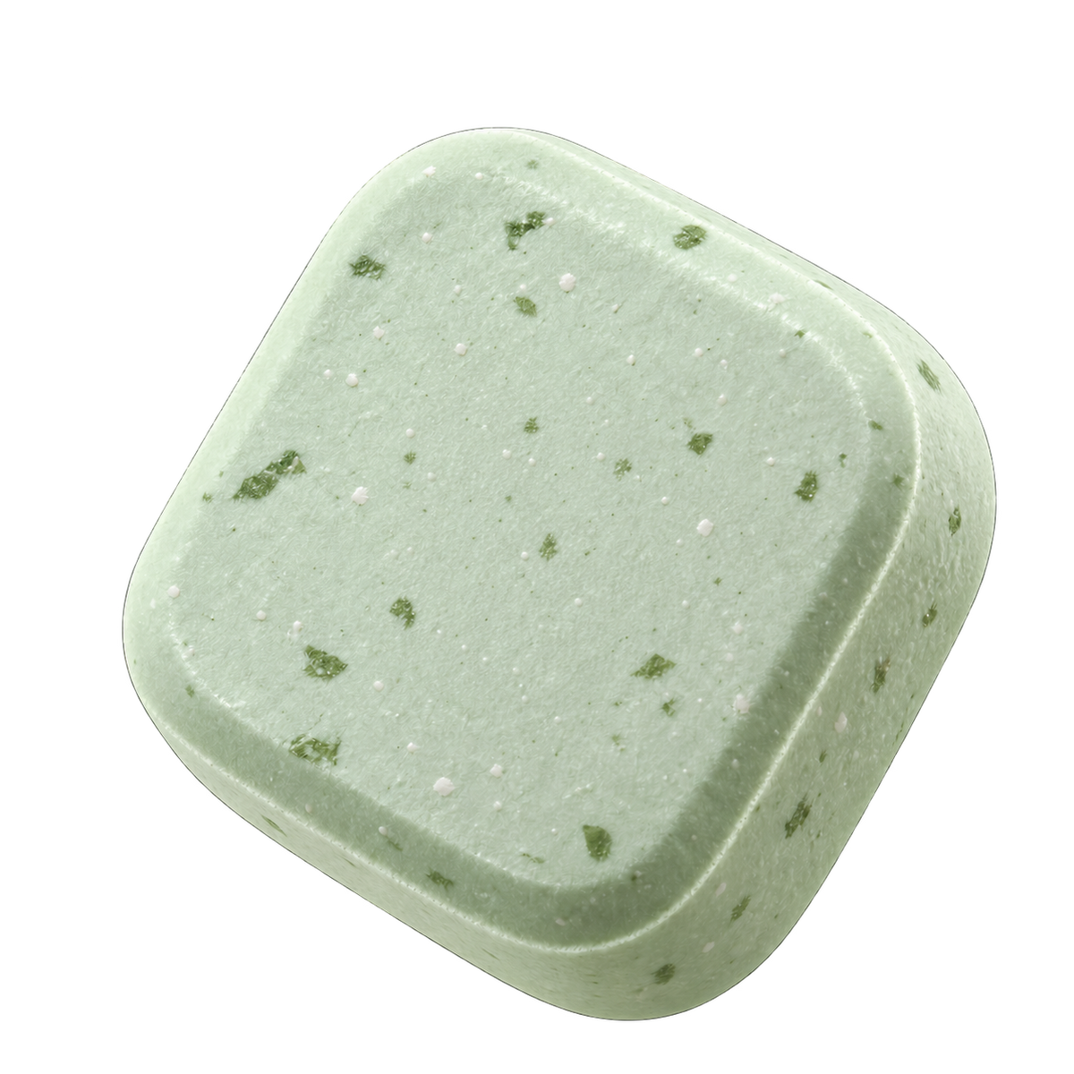 Illustrative floating pastel green chew-style tablets with an unmarked surface.